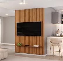 Painel Ripado para TV até 60 Polegadas MDF 143cmx240cm Trento Marrom Freijó