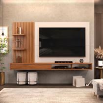 Painel Ripado para TV até 60 Polegadas MDF 190cmx107,8cm Nichos Bento