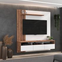 Painel Ripado para TV até 65 Polegadas 155cmx165cm 3 Gavetas Bp1065 Foscarini Solanum/Branco