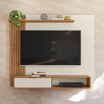 Painel Ripado para TV até 65 Polegadas 160cmx136cm Nichos Berlim Branco Off White/Nature Painel Ripado para TV até 65 Polegadas 160cmx136cm Nichos Berlim Branco Off White/Nature
