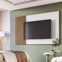 Painel Ripado para TV até 65 Polegadas 180cmx109cm Branco/Mel Painel Ripado para TV até 65 Polegadas 180cmx109cm Branco/Mel