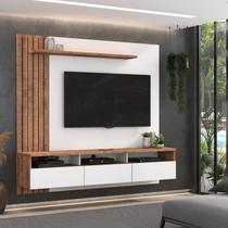 Painel Ripado para TV até 65 Polegadas 180cmx165cm 3 Gavetas Bp Foscarini Solanum/Branco