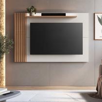 Painel Ripado para TV até 65 Polegadas 182cmx120cm Detalhe Arkansas Bege Freijó/Off White