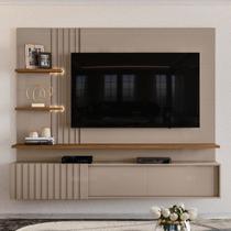 Painel Ripado para TV até 65 Polegadas com LED 3 Portas 167,5x200cm Atena Yescasa Bege Painel Ripado para TV até 65 Polegadas com LED 3 Portas 167,5x200cm Atena Yescasa Bege