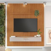 Painel Ripado para TV até 65 Polegadas MDF 207cmx240cm em Riso Candian Amarelo Cinamomo E Off Painel Ripado para TV até 65 Polegadas MDF 207cmx240cm em Riso Candian Amarelo Cinamomo E Off