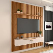 Painel Ripado para TV Até 65 Polegadas Naomi 2 Portas 1 Prateleira Cinamomo/Off White - Panorama Móveis