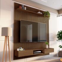 Painel Ripado para TV até 72 Polegadas 100% MDF 185,5cmx250cm Nicho Aloe CabeCasa MadeiraOriginals