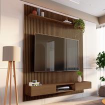 Painel Ripado para TV até 72 Polegadas 100% MDF 185,5cmx250cm Nicho Aloe CabeCasa MadeiraOriginals Marrom Cedro Painel Ripado para TV até 72 Polegadas 100% MDF 185,5cmx250cm Nicho Aloe CabeCasa MadeiraOriginals Marrom Cedro
