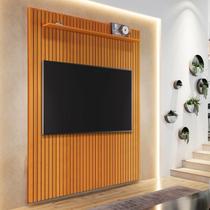 Painel Ripado para TV até 75 Polegadas 100% MDF 184cmx240cm Arbo Marrom Cedro