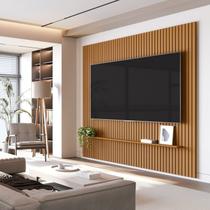 Painel Ripado para TV até 75 Polegadas 100% MDF 228,6cmx240cm Arbo Marrom Cedro Painel Ripado para TV até 75 Polegadas 100% MDF 228,6cmx240cm Arbo Marrom Cedro