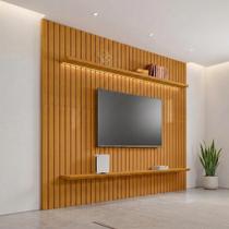 Painel Ripado para TV até 75 Polegadas 100% MDF 230cmx220cm 2 Prateleiras Roma Painel Ripado para TV até 75 Polegadas 100% MDF 230cmx220cm 2 Prateleiras Roma