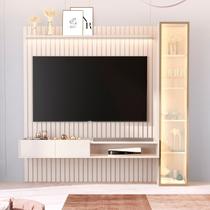 Painel Ripado para TV até 75 Polegadas com LED com Vidro Reflecta 100% MDF 223CMX219CM Vidro Vitoria Regia Yescasa