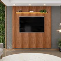 Painel Ripado para TV até 75 Polegadas com LED MDF 223cmx240cm Trento Painel Ripado para TV até 75 Polegadas com LED MDF 223cmx240cm Trento