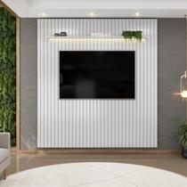 Painel Ripado para TV até 75 Polegadas com LED MDF 223cmx240cm Trento Painel Ripado para TV até 75 Polegadas com LED MDF 223cmx240cm Trento