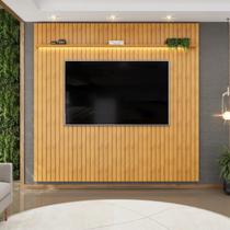 Painel Ripado para TV até 75 Polegadas com LED MDF 250cmx240cm Led Trento Painel Ripado para TV até 75 Polegadas com LED MDF 250cmx240cm Led Trento