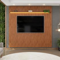 Painel Ripado para TV até 75 Polegadas com LED MDF 250cmx240cm Led Trento Painel Ripado para TV até 75 Polegadas com LED MDF 250cmx240cm Led Trento