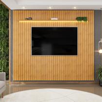 Painel Ripado para TV até 75 Polegadas com LED MDF 275cmx240cm Led Trento Painel Ripado para TV até 75 Polegadas com LED MDF 275cmx240cm Led Trento