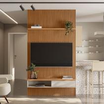 Painel Ripado para TV até 75 Polegadas MDF 140cmx250cm Modular 1 Nicho 1 Prateleira Linea Painel Ripado para TV até 75 Polegadas MDF 140cmx250cm Modular 1 Nicho 1 Prateleira Linea