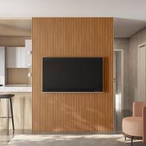 Painel Ripado para TV até 75 Polegadas MDF 180cmx250cm Modular Marrom Nature Fosco Painel Ripado para TV até 75 Polegadas MDF 180cmx250cm Modular Marrom Nature Fosco