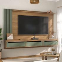 Painel Ripado para TV até 75 Polegadas MDF 200CMX137,5cm 3 Gavetas Presence Marrom Painel Ripado para TV até 75 Polegadas MDF 200CMX137,5cm 3 Gavetas Presence Marrom