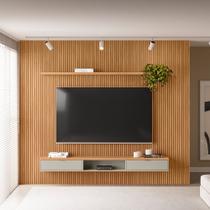 Painel Ripado para TV até 75 Polegadas MDF 300cmx250cm Modular 1 Nicho 1 Prateleira
