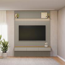 Painel Ripado para TV até 80 Polegadas com LED MDF 219cmx250cm Modular