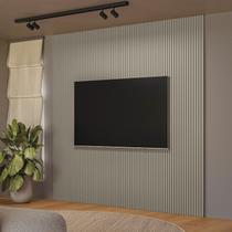 Painel Ripado para TV até 80 Polegadas MDF 258cmx250cm Modular Cinza Gris Fosco Painel Ripado para TV até 80 Polegadas MDF 258cmx250cm Modular Cinza Gris Fosco