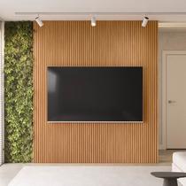 Painel Ripado para TV até 84 Polegadas 100% MDF 219cmx250cm Modular 2.2 Marrom Nature Fosco Painel Ripado para TV até 84 Polegadas 100% MDF 219cmx250cm Modular 2.2 Marrom Nature Fosco