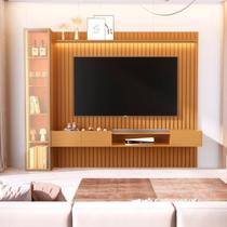 Painel Ripado para TV até 84 Polegadas com LED com Vidro Reflecta 100% MDF 269cmx219cm Cristaleira Vitoria Regia Yescasa Painel Ripado para TV até 84 Polegadas com LED com Vidro Reflecta 100% MDF 269cmx219cm Cristaleira Vitoria Regia Yescasa