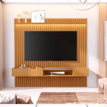 Painel Ripado para TV até 84 Polegadas com LED MDF 233cmx219cm Led e Nicho Vitoria Regia YesCasa