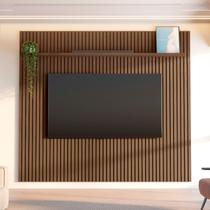 Painel Ripado para TV até 85 Polegadas 100% MDF 230,5cmx250cm Aloe CabeCasa MadeiraOriginals Marrom Cedro