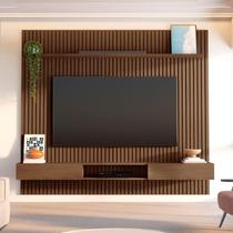 Painel Ripado para TV até 85 Polegadas 100% MDF 230,5cmx250cm Nicho Aloe CabeCasa MadeiraOriginals Cedro Painel Ripado para TV até 85 Polegadas 100% MDF 230,5cmx250cm Nicho Aloe CabeCasa MadeiraOriginals Cedro