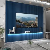 Painel Ripado para Tv até 85 Polegadas com Led 1 Prateleira Nobre 230cm Azul royal - Gelius Móveis