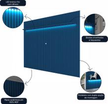 Painel Ripado Para TV Até 85 Polegadas Com Led Nobre 230 Azul Royal - Gelius Móveis Painel Ripado Para TV Até 85 Polegadas Com Led Nobre 230 Azul Royal - Gelius Móveis