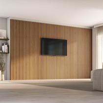 Painel Ripado para TV até 86 Polegadas 400cmx250cm Aruá CabeCasa MadeiraOriginals Marrom Jatobá