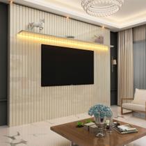 Painel Ripado para TV até 90 Polegadas 100% MDF com LED 230CMX250CM Nobre Branco