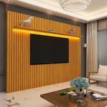 Painel Ripado para TV até 90 Polegadas com LED 100% MDF 228,8cmx217cm Nobre