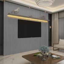 Painel Ripado para TV até 90 Polegadas com LED 100% MDF 230cmx250cm Nobre
