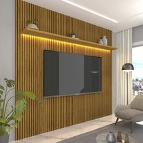 Painel Ripado para TV até 90 Polegadas Impressão Ripada com LED 220cm 100% MDF Requinte Painel Ripado para TV até 90 Polegadas Impressão Ripada com LED 220cm 100% MDF Requinte