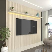 Painel Ripado para TV até 90 Polegadas Impressão Ripada com LED 220cm 100% MDF Requinte Painel Ripado para TV até 90 Polegadas Impressão Ripada com LED 220cm 100% MDF Requinte