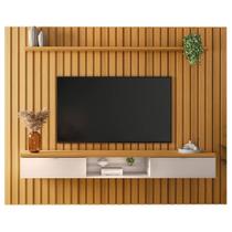 Painel Ripado para TV com Bancada Suspensa 2.7 Illusiê H01 Cinamomo/Off White - Mpozenato