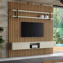 Painel Ripado para TV com Prateleira e Nicho 200cm 100% MDF