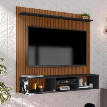 Painel Ripado para TVs de até 50 Polegadas com Nicho e Prateleira Ideal para Sala e Quarto, Suporte e Estante Integrado