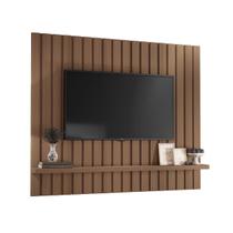 Painel Ripado Pisa 160x135 com Prateleira Flex Castanho EdeCasaMoveis