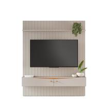 Painel Ripado Riso 182x218cm Com Nicho para Tv até 65" Cor:Off/Cinamomo Painel Ripado Riso 182x218cm Com Nicho para Tv até 65" Cor:Off/Cinamomo