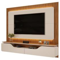 Painel Ripado Suspenso Para 70 Pol 210cm Rizzo D05 Off White Freijó Painel Ripado Suspenso Para 70 Pol 210cm Rizzo D05 Off White Freijó