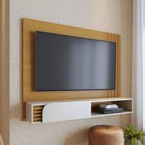 Painel Ripado Suspenso para TV até 55 Polegadas 136cmx108cm 1 Porta Jurerê Branco Naturale/Off White Matte