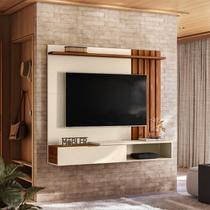 Painel Ripado Suspenso para TV até 65 Polegadas MDF 160cmx138cm Vegas Bege Perola Metalizado/Cinamomo Painel Ripado Suspenso para TV até 65 Polegadas MDF 160cmx138cm Vegas Bege Perola Metalizado/Cinamomo