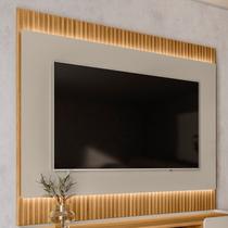 Painel Ripado Suspenso para TV até 70 Polegadas com LED MDF 180cmx148cm Off White São Paulo