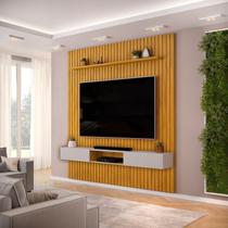 Painel Ripado Suspenso para TV até 75 Polegadas MDF 250cmx240cm Nicho Trento